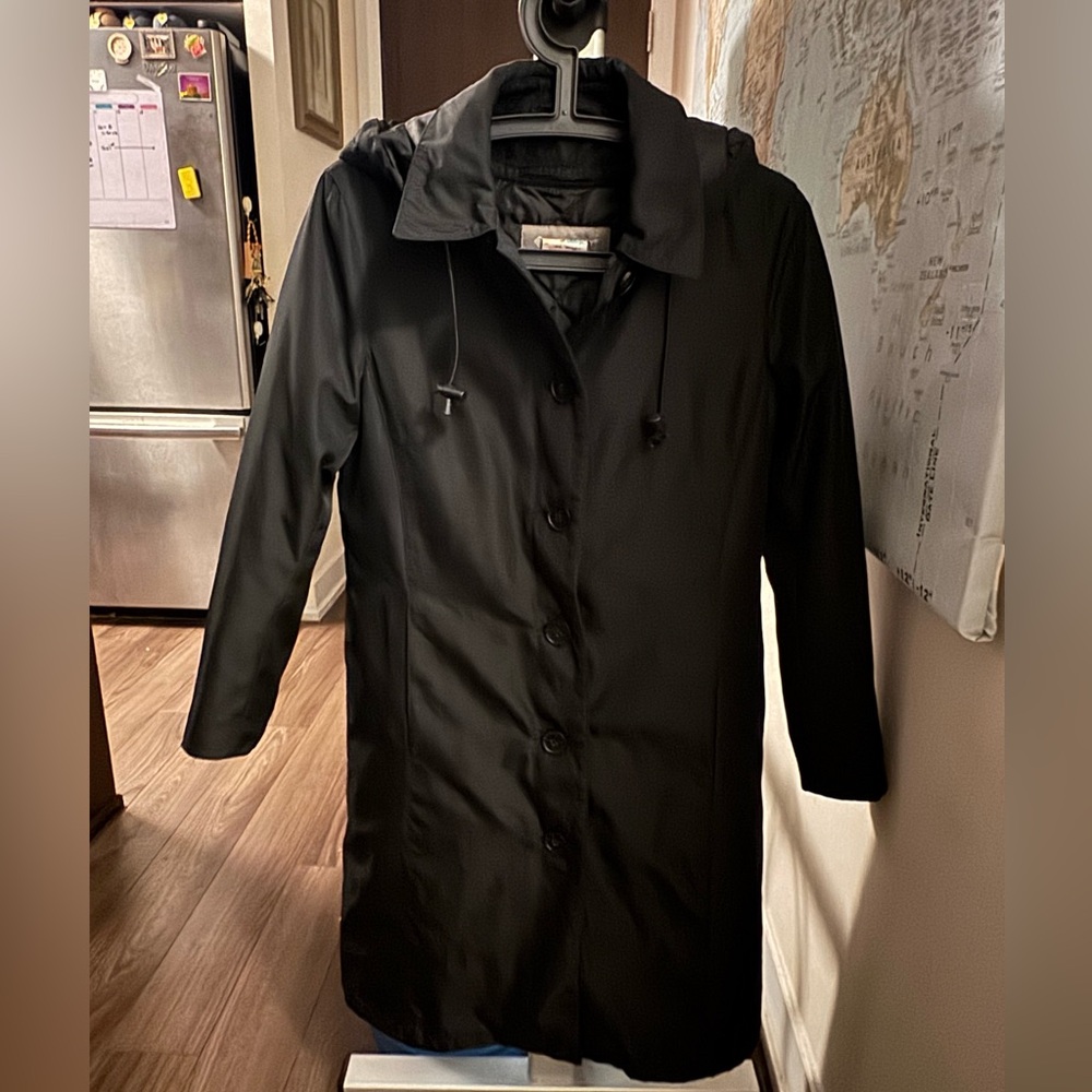 Linden Gray Black Trench Coat with Removable Liner